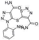 5-{[4-(Aminocarbonyl)-1-(2-aminophenyl)-1H-1,2,3-triazol-5-yl]thio}-1,2,3-thiadiazole-4-carboxamide 结构式