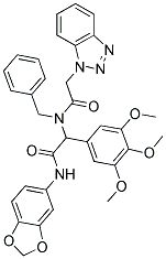 2-(2-(1H-BENZO[D][1,2,3]TRIAZOL-1-YL)-N-BENZYLACETAMIDO)-N-(BENZO[D][1,3]DIOXOL-5-YL)-2-(3,4,5-TRIMETHOXYPHENYL)ACETAMIDE 结构式