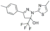 3-(4-METHYLPHENYL)-1-(4-METHYL-1,3-THIAZOL-2-YL)-5-(TRIFLUOROMETHYL)-4,5-DIHYDRO-1H-PYRAZOL-5-OL 结构式