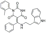5-[(E)-{[2-(1H-Indol-3-yl)ethyl]amino}(phenyl)methylidene]-1-(2-methylphenyl)-2,4,6(1H,3H,5H)-pyrimidinetrione 结构式