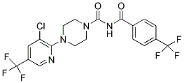 4-[3-CHLORO-5-(TRIFLUOROMETHYL)PYRIDIN-2-YL]-N-[4-(TRIFLUOROMETHYL)BENZOYL]PIPERAZINE-1-CARBOXAMIDE 结构式