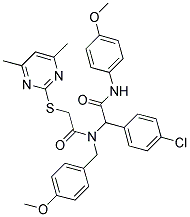 2-(4-CHLOROPHENYL)-2-(2-(4,6-DIMETHYLPYRIMIDIN-2-YLTHIO)-N-(4-METHOXYBENZYL)ACETAMIDO)-N-(4-METHOXYPHENYL)ACETAMIDE 结构式