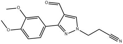3-[3-(3,4-DIMETHOXYPHENYL)-4-FORMYL-1H-PYRAZOL-1-YL]PROPANENITRILE 结构式