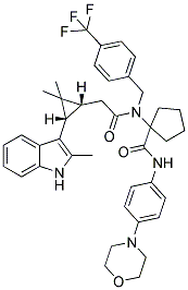 1-(2-((1R,3S)-2,2-DIMETHYL-3-(2-METHYL-1H-INDOL-3-YL)CYCLOPROPYL)-N-(4-(TRIFLUOROMETHYL)BENZYL)ACETAMIDO)-N-(4-MORPHOLINOPHENYL)CYCLOPENTANECARBOXAMIDE 结构式