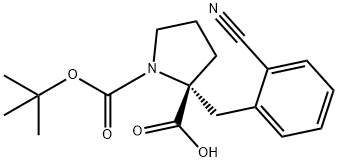 (R)-1-(叔丁氧基羰基)-2-(2-氰基苄基)吡咯烷-2-羧酸 结构式