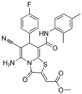 (Z)-METHYL 2-(5-AMINO-6-CYANO-8-(2,4-DIMETHYLPHENYLCARBAMOYL)-7-(4-FLUOROPHENYL)-3-OXO-3H-THIAZOLO[3,2-A]PYRIDIN-2(7H)-YLIDENE)ACETATE 结构式