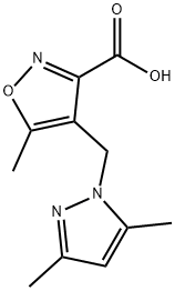 4-((3,5-二甲基-1H-吡唑-1-基)甲基)-5-甲基异噁唑-3-羧酸 结构式