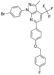 1-(4-BROMOPHENYL)-6-(4-(4-FLUOROBENZYLOXY)PHENYL)-3-METHYL-4-(TRIFLUOROMETHYL)-1H-PYRAZOLO[3,4-B]PYRIDINE 结构式