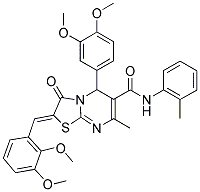 (Z)-2-(2,3-DIMETHOXYBENZYLIDENE)-5-(3,4-DIMETHOXYPHENYL)-7-METHYL-3-OXO-N-O-TOLYL-3,5-DIHYDRO-2H-THIAZOLO[3,2-A]PYRIMIDINE-6-CARBOXAMIDE 结构式