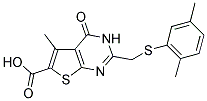 2-[[(2,5-DIMETHYLPHENYL)THIO]METHYL]-5-METHYL-4-OXO-3,4-DIHYDROTHIENO[2,3-D]PYRIMIDINE-6-CARBOXYLIC ACID 结构式