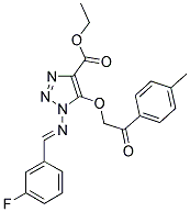 ETHYL 1-{[(1E)-(3-FLUOROPHENYL)METHYLENE]AMINO}-5-[2-(4-METHYLPHENYL)-2-OXOETHOXY]-1H-1,2,3-TRIAZOLE-4-CARBOXYLATE 结构式