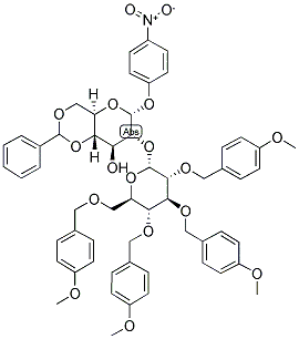 4-NITROPHENYL 2-O-(2',3',4',6'-TETRA-O-4-METHOXYBENZYL-ALPHA-D-GLUCOPYRANOSYL)-4,6-BENZYLIDENE-ALPHA-D-GLUCOPYRANOSIDE 结构式