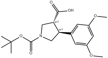 BOC-(TRANS)-4-(3,5-DIMETHOXY-PHENYL)-PYRROLIDINE-3-CARBOXYLIC ACID 结构式