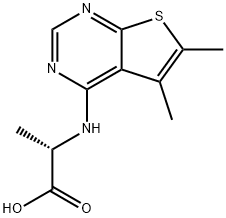 (5,6-二甲基噻吩并[2,3-D]嘧啶-4-基)-L-丙氨酸 结构式