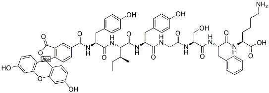 5-FAM-Tyr-Ile-Tyr-Gly-Ser-Phe-Lys-OH 结构式