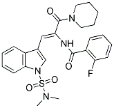 N-[(Z)-2-{1-[(DIMETHYLAMINO)SULFONYL]-1H-INDOL-3-YL}-1-(1-PIPERIDINYLCARBONYL)ETHENYL]-2-FLUOROBENZAMIDE 结构式