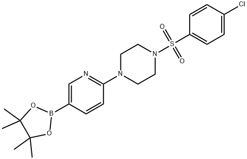 1-((4-氯苯基)磺酰基)-4-(5-(4,4,5,5-四甲基-1,3,2-二氧杂环戊硼烷-2-基)吡啶-2-基)哌嗪 结构式