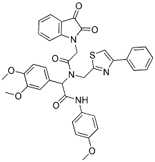 2-(3,4-Dimethoxyphenyl)-2-(2-(2,3-dioxoindolin-1-yl)-N-((4-phenylthiazol-2-yl)methyl)acetamido)-N-(4-methoxyphenyl)acetamide 结构式