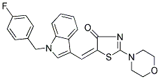 (5E)-5-{[1-(4-Fluorobenzyl)-1H-indol-3-yl]methylene}-2-morpholin-4-yl-1,3-thiazol-4(5H)-one 结构式