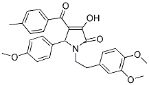 1-(3,4-DIMETHOXYPHENETHYL)-3-HYDROXY-5-(4-METHOXYPHENYL)-4-(4-METHYLBENZOYL)-1,5-DIHYDRO-2H-PYRROL-2-ONE 结构式
