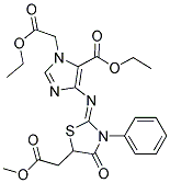 ETHYL 1-(2-ETHOXY-2-OXOETHYL)-4-{[5-(2-METHOXY-2-OXOETHYL)-4-OXO-3-PHENYL-1,3-THIAZOLIDIN-2-YLIDENE]AMINO}-1H-IMIDAZOLE-5-CARBOXYLATE 结构式