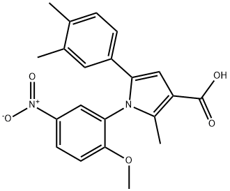 5-(3,4-DIMETHYL-PHENYL)-1-(2-METHOXY-5-NITRO-PHENYL)-2-METHYL-1H-PYRROLE-3-CARBOXYLIC ACID 结构式