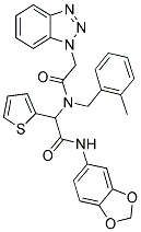 2-(2-(1H-Benzo[d][1,2,3]triazol-1-yl)-N-(2-methylbenzyl)acetamido)-N-(benzo[d][1,3]dioxol-5-yl)-2-(thiophen-2-yl)acetamide 结构式