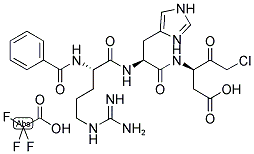 (BENZOYL-L-ARGINYL-L-HISTIDYL-D-ASPART-1-YL)CHLOROMETHANE TRIFLUOROACETATE 结构式