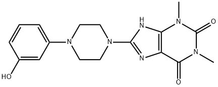 8-[4-(3-HYDROXYPHENYL)PIPERAZIN-1-YL]-1,3-DIMETHYL-3,7-DIHYDRO-1H-PURINE-2,6-DIONE 结构式