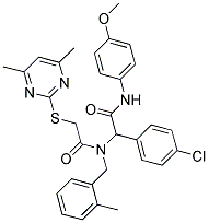 2-(4-CHLOROPHENYL)-2-(2-(4,6-DIMETHYLPYRIMIDIN-2-YLTHIO)-N-(2-METHYLBENZYL)ACETAMIDO)-N-(4-METHOXYPHENYL)ACETAMIDE 结构式