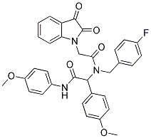 2-(2,3-DIOXOINDOLIN-1-YL)-N-(4-FLUOROBENZYL)-N-(1-(4-METHOXYPHENYL)-2-(4-METHOXYPHENYLAMINO)-2-OXOETHYL)ACETAMIDE 结构式