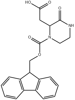 (R,S)-4-FMOC-3-CARBOXYMETHYL-PIPERAZIN-2-ONE 结构式