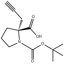 (R)-1-叔丁氧羰基-2-(2-丙炔基)吡咯烷-2-羧酸 结构式