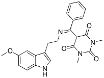 5-[{[2-(5-METHOXY-1H-INDOL-3-YL)ETHYL]IMINO}(PHENYL)METHYL]-1,3-DIMETHYL-2,4,6(1H,3H,5H)-PYRIMIDINETRIONE 结构式