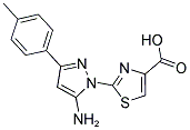 2-[5-AMINO-3-(4-METHYLPHENYL)-1H-PYRAZOL-1-YL]-1,3-THIAZOLE-4-CARBOXYLIC ACID 结构式