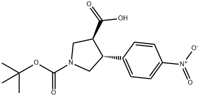 N-BOC-(3S,4R)-4-(4-硝基苯基)吡咯烷-3-羧酸 结构式