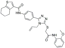 N-(4-(4-ALLYL-5-(2-(2-METHOXYPHENYLAMINO)-2-OXOETHYLTHIO)-4H-1,2,4-TRIAZOL-3-YL)PHENYL)-4,5,6,7-TETRAHYDROBENZO[B]THIOPHENE-3-CARBOXAMIDE 结构式