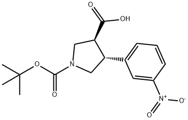 N-BOC-(3S,4R)-4-(3-硝基苯基)吡咯烷-3-羧酸 结构式