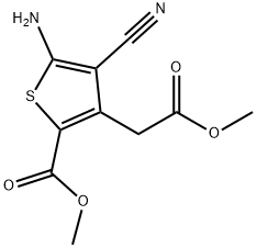 5-氨基-4-氰基-3-(2-甲氧基-2-氧代乙基)噻吩-2-甲酸甲酯 结构式