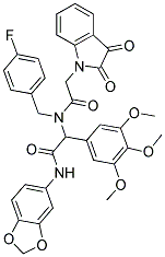 N-(BENZO[D][1,3]DIOXOL-5-YL)-2-(2-(2,3-DIOXOINDOLIN-1-YL)-N-(4-FLUOROBENZYL)ACETAMIDO)-2-(3,4,5-TRIMETHOXYPHENYL)ACETAMIDE 结构式