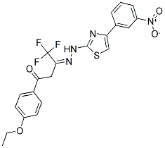 (3Z)-1-(4-ETHOXYPHENYL)-4,4,4-TRIFLUOROBUTANE-1,3-DIONE 3-{[4-(3-NITROPHENYL)-1,3-THIAZOL-2-YL]HYDRAZONE} 结构式