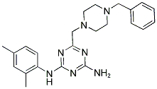 6-((4-BENZYLPIPERAZIN-1-YL)METHYL)-N2-(2,4-DIMETHYLPHENYL)-1,3,5-TRIAZINE-2,4-DIAMINE 结构式