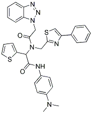 2-(2-(1H-Benzo[d][1,2,3]triazol-1-yl)-N-((4-phenylthiazol-2-yl)methyl)acetamido)-N-(4-(dimethylamino)phenyl)-2-(thiophen-2-yl)acetamide 结构式