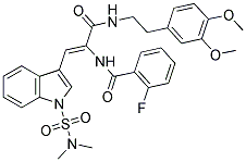 (Z)-N-(3-(3,4-DIMETHOXYPHENETHYLAMINO)-1-(1-(N,N-DIMETHYLSULFAMOYL)-1H-INDOL-3-YL)-3-OXOPROP-1-EN-2-YL)-2-FLUOROBENZAMIDE 结构式