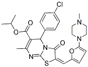 (E)-ISOPROPYL 5-(4-CHLOROPHENYL)-7-METHYL-2-((5-(4-METHYLPIPERAZIN-1-YL)FURAN-2-YL)METHYLENE)-3-OXO-3,5-DIHYDRO-2H-THIAZOLO[3,2-A]PYRIMIDINE-6-CARBOXYLATE 结构式