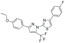 2-[3-(4-Ethoxyphenyl)-5-(trifluoromethyl)-1H-pyrazol-1-yl]-4-(4-fluorophenyl)-1,3-thiazole 结构式