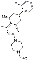 4-[7-(2-FLUOROPHENYL)-4-METHYL-5-OXO-5,6,7,8-TETRAHYDROQUINAZOLIN-2-YL]PIPERAZINE-1-CARBALDEHYDE 结构式