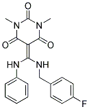 5-{ANILINO[(4-FLUOROBENZYL)AMINO]METHYLENE}-1,3-DIMETHYLPYRIMIDINE-2,4,6(1H,3H,5H)-TRIONE 结构式