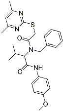 2-(BENZYL{2-[(4,6-DIMETHYL-2-PYRIMIDINYL)SULFANYL]ACETYL}AMINO)-N-(4-METHOXYPHENYL)-3-METHYLBUTANAMIDE 结构式