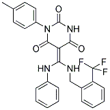 5-((Z)-ANILINO{[2-(TRIFLUOROMETHYL)BENZYL]AMINO}METHYLIDENE)-1-(4-METHYLPHENYL)-2,4,6(1H,3H)-PYRIMIDINETRIONE 结构式